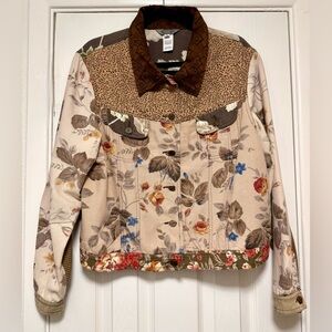 Vintage Stonebridge Multicolor Floral and Animal Print Jean Jacket